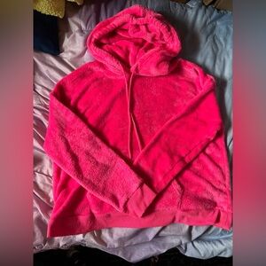 Pink furry crop hoodie xxxl